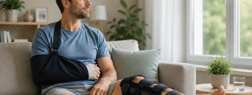 Homme en convalescence après un accident présentant un déficit fonctionnel permanent