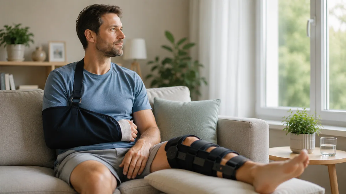 Homme en convalescence après un accident présentant un déficit fonctionnel permanent